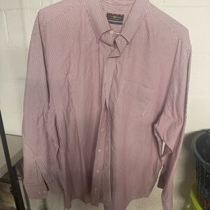 long sleeve Red & White striped 18 1/2" dress shirt Club Room brand